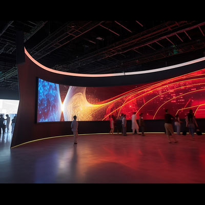Pantalla LED de 14 bits con pantalla transparente curvada P3 en interiores