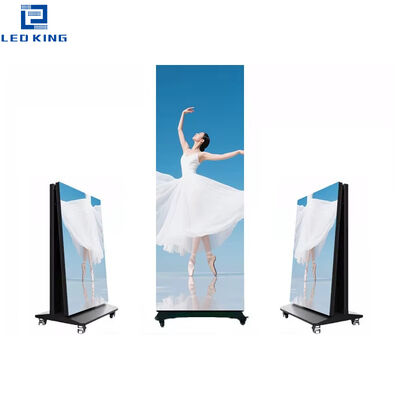 Display de carteles LED P2.5 plegable para interiores 640x1920mm Display de carteles a todo color para interiores Pantalla portátil de carteles LED para centros comerciales